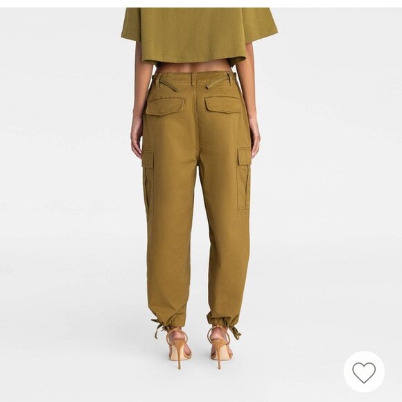 KBB by Kahlana Women's Mid Rise Straight Leg "The Cargo Jogger" Tan Large - Picture 7 of 8